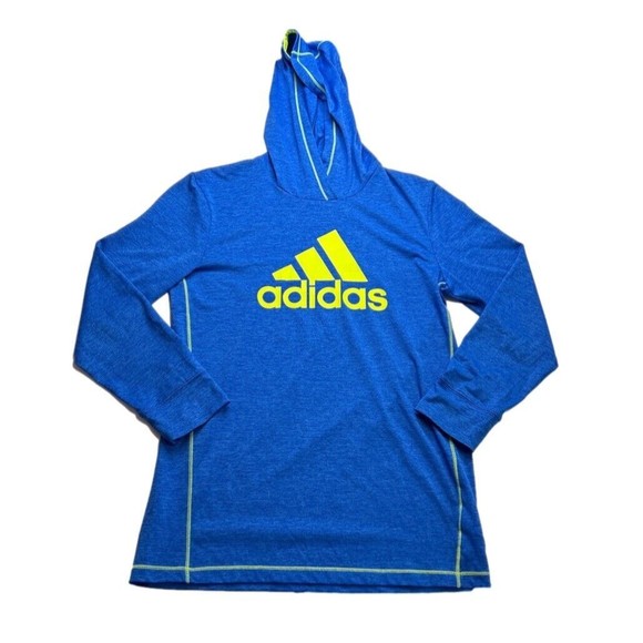 Adidas Boys ClimaLite Logo Screen Print Pullover Lightweight Hoodie size L 14/16 - Picture 1 of 7